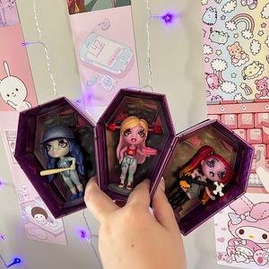 Set of 3 Zombaes Forever Mini Dolls with Boxes